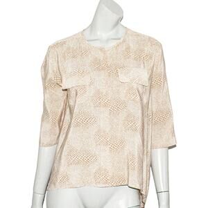 AMANDA UPRICHARD Small 100% Silk Blouse snake Print Beige